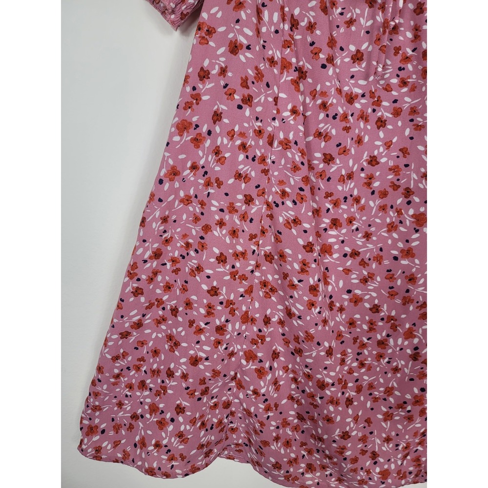 Trixxi Sz XL pink ditsy floral print puff sleeve Smocked mini dress Junior's - Picture 4 of 16
